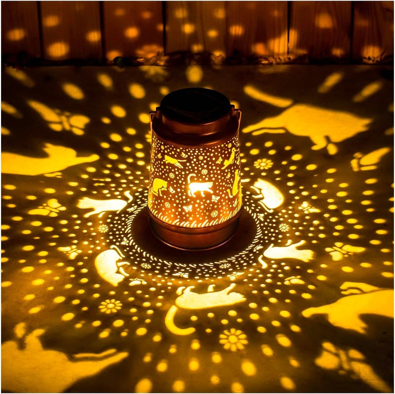 EZTZEN Cat Solar Lanterns Outdoor Waterproof Hanging Solar Lights Cat Gifts for Women Men Metal Decorative LED Cat Lanterns for Garden Decor,Yard,Patio,Lawn,Pathway,Landscape - Image 1